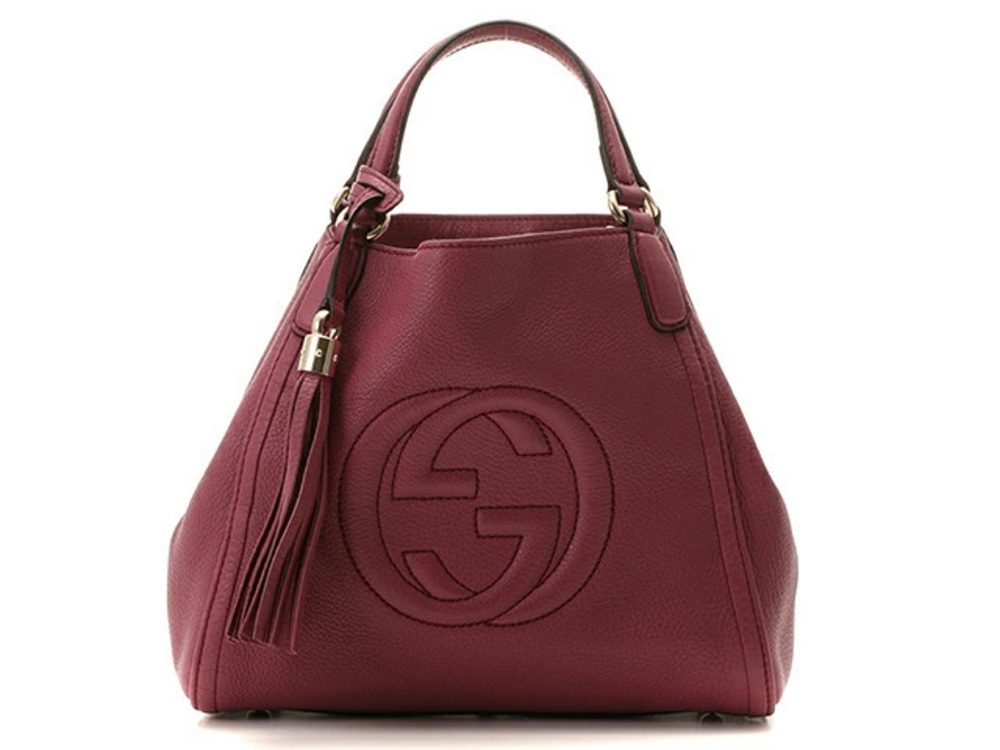 Gucci Soho Interlocking Shoulder Bag Calfskin Purple
